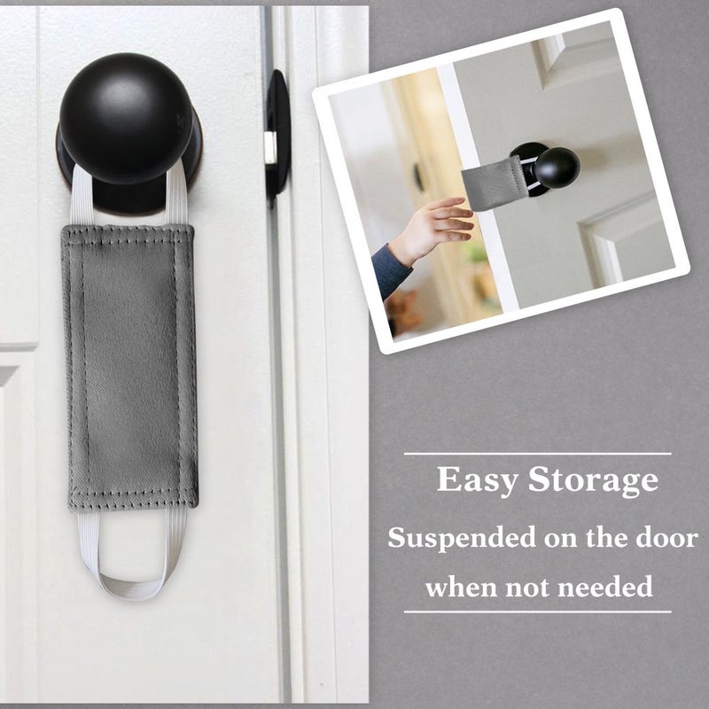 PONY DANCE Baby Door Latch Cover Closer - Nursery Door Silencer with Strong Elastic Straps, Thick Solid Cushion for Noise Reduction, Prevents Slamming, 3 Pieces, 4W x 2L Inches, Grey - Image 4